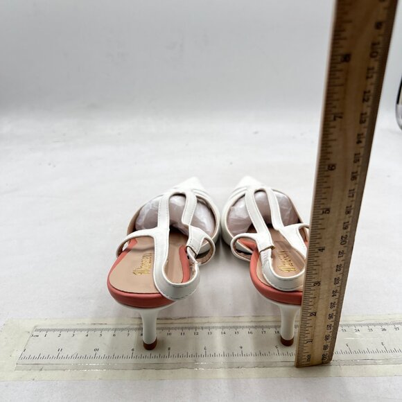 Wansseny White Pointed Toe Slingback Sandals Kitten Heel Slip On Ladies Shoes - Picture 5 of 8